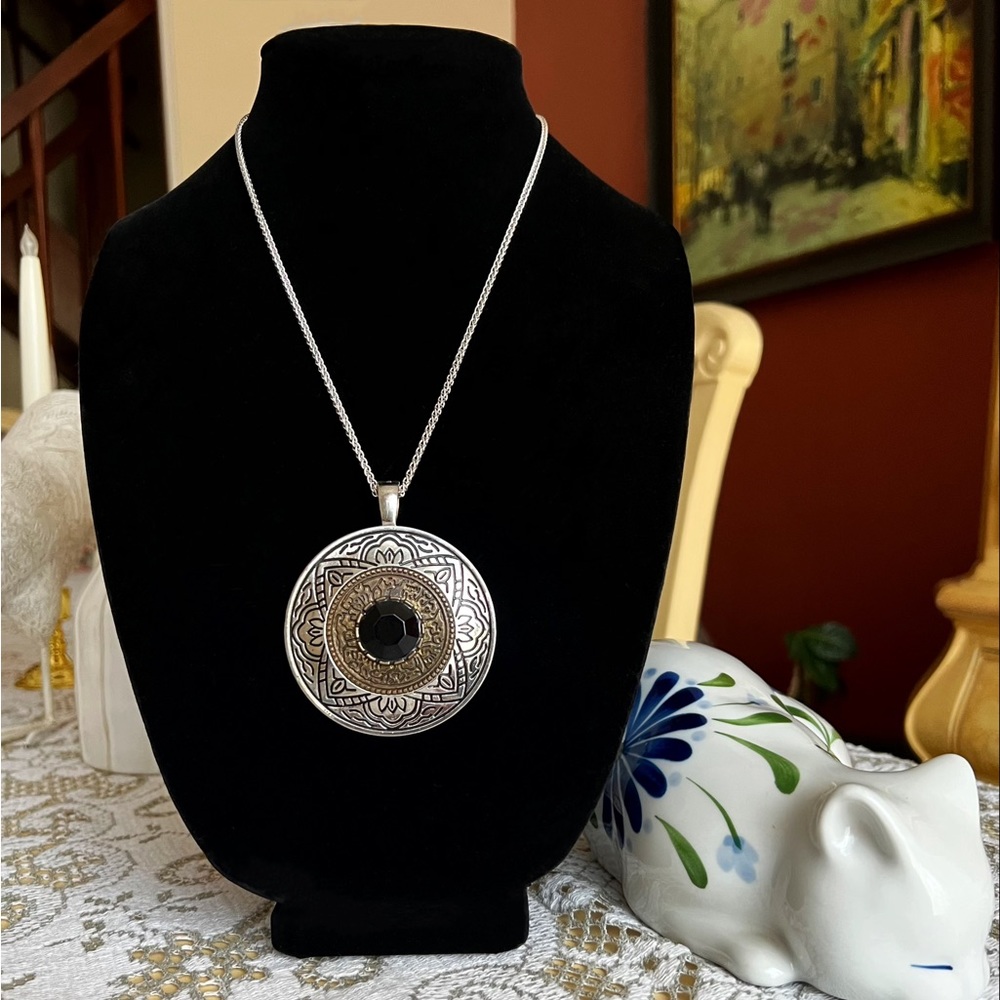 Premier Designs Jewelry Two-Tone Enhancer w/925 Sterling Silver Chain/Necklace